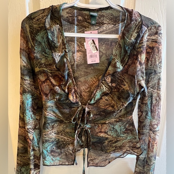 wild fable Tops - 12 Wild Fable Women's Tops Wild Fable Bell Long Sleeve Tie-Front Top NWT XS